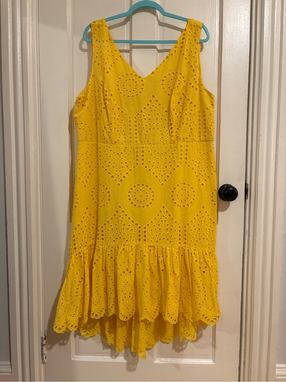 Cato Yellow Sleeveless Eyelet Dress